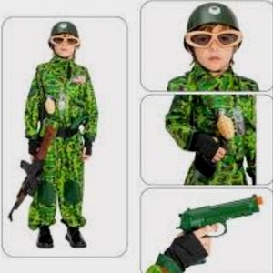 Kids Green Camouflage Army Costume